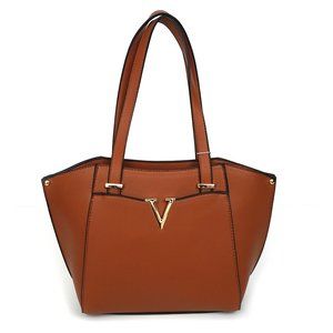 L&F Small Top Zip Satchel Handbag – Brown